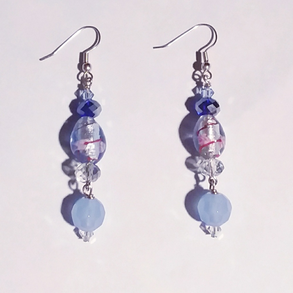 Light Blue Crystal Earrings๐ - Picture 2 of 5